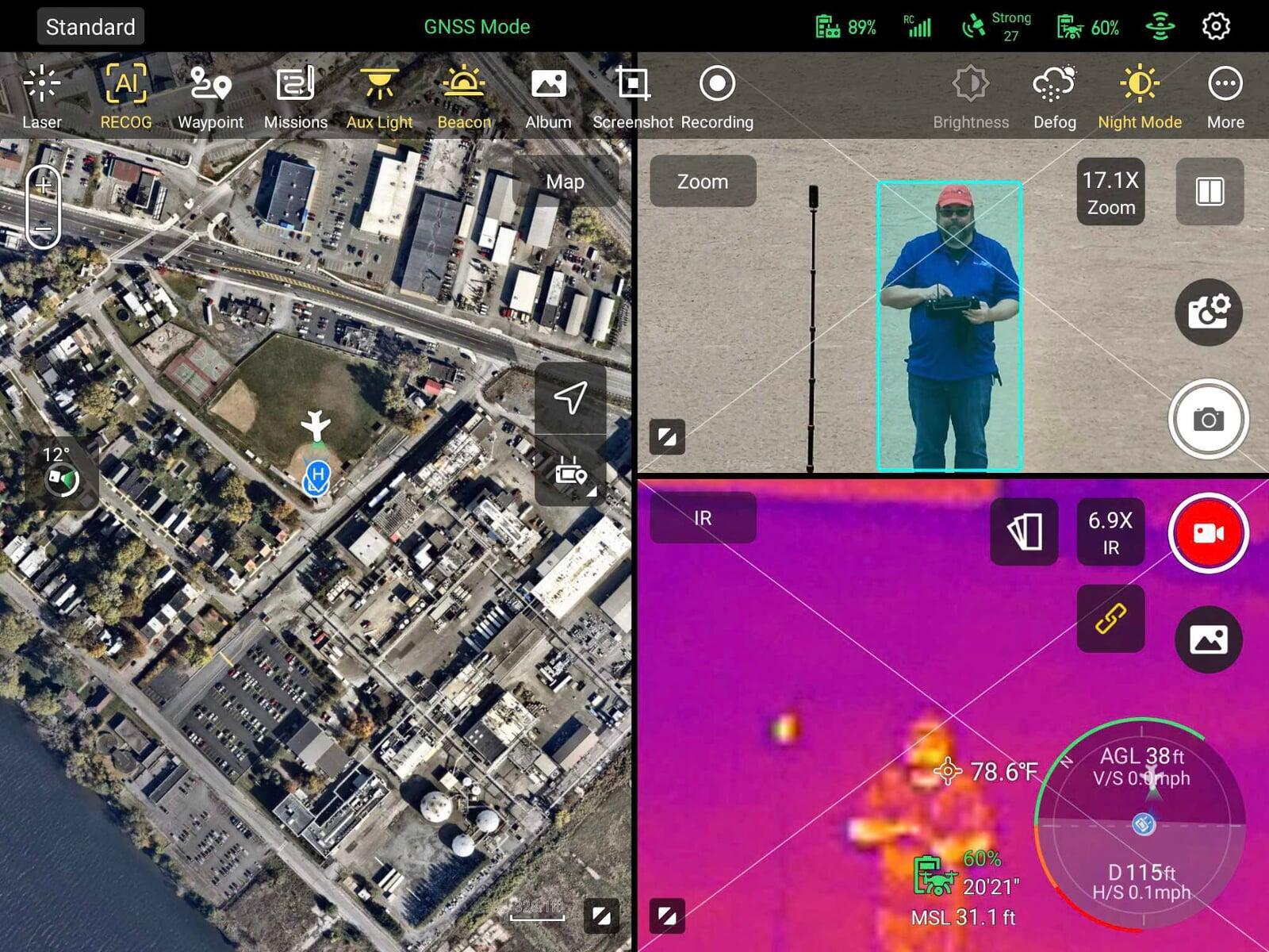 thermal and regular photo of drone operations